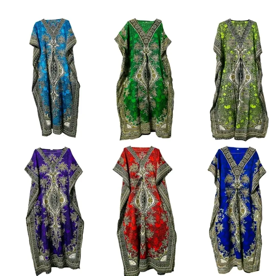 New Women's Floral print Long Kaftan Dress 14-24 V-Neck Casual