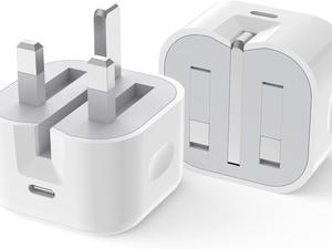 2 Pack USB C Plug Fast Charge【MFI Certified】20W Folding USB C Adapter for iPhone 14/13/12/11/X,iPad, AirPods Pro, Type C Adapter Fast USB C Charger UK Adapter Mobile Smartphone Cellphone Charging Electronic