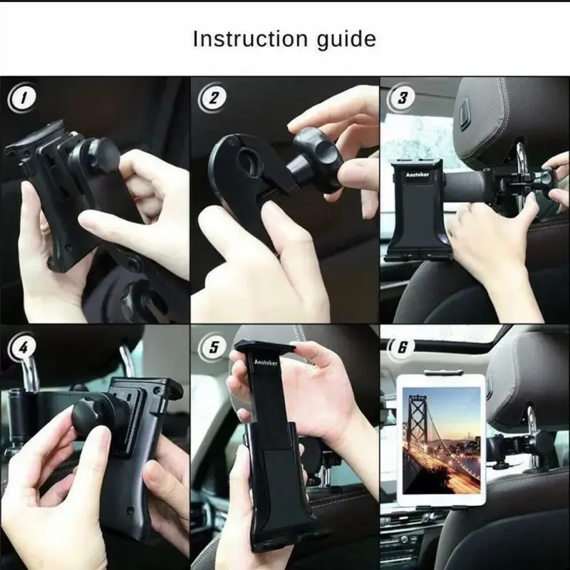 Car headrest tablet holder 7