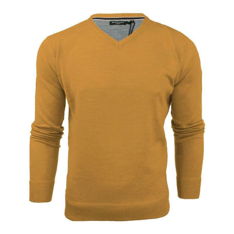 Brave Soul Mens  V-Neck Light Knitted  Jumper Sweater Jersey Top 1