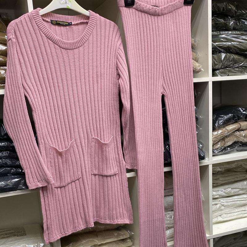 New Ladies Knitted Co-Ord Set with 2 front pockets ,Small, Medium, Large Winter,  Black, Grey, Dusty Pink And Grey Casual Wear 5