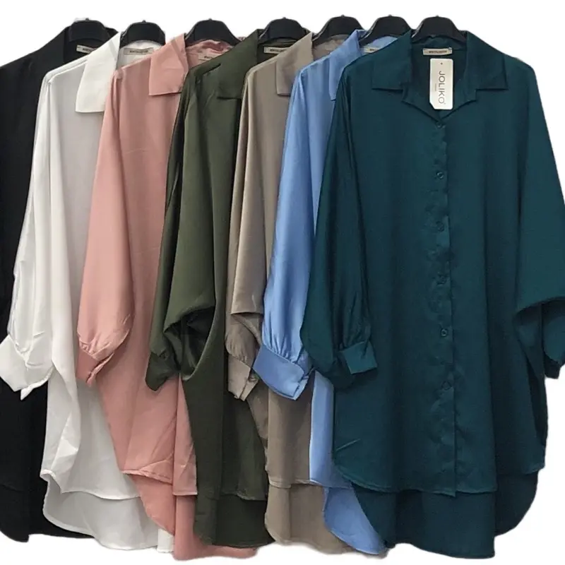 Lolita Women's Satin Oversize Plain Shirt - Top for Women - Womenswear