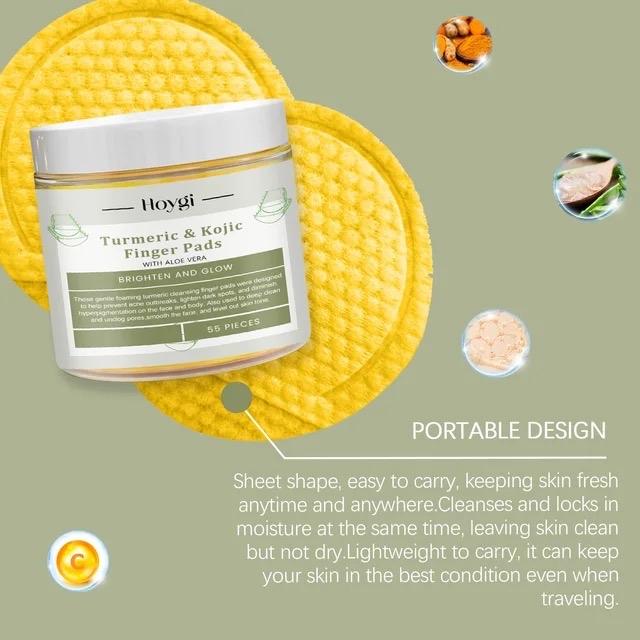 Kojic Acid and Turmeric Exfoliating Cleansing Pads with Aloe Vera SkinCare moisturiser Serum Brightening Daily Discoloration Sunscreen Smoother Radiance Lemon 3