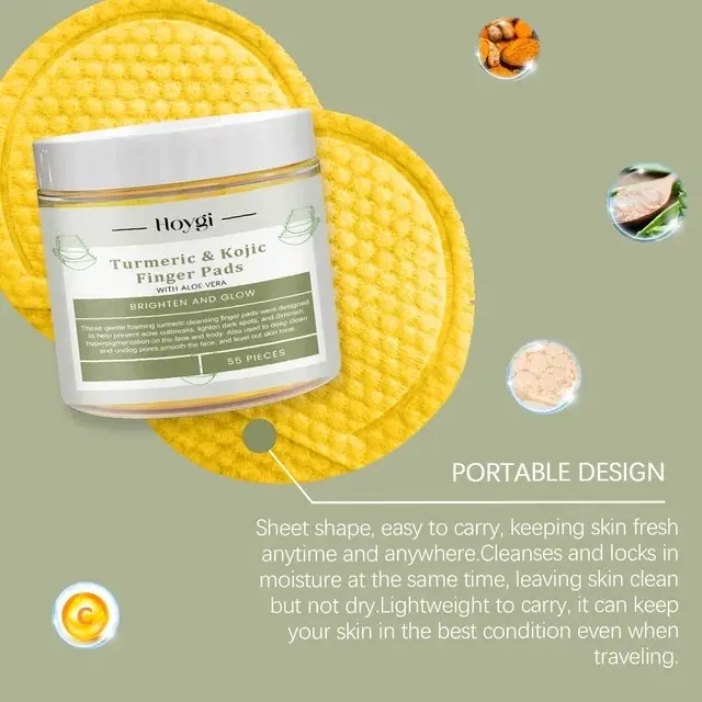 Kojic Acid and Turmeric Exfoliating Cleansing Pads with Aloe Vera SkinCare moisturiser Serum Brightening Daily Discoloration Sunscreen Smoother Radiance Lemon 3