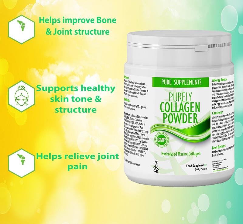 Pure Food Supplements Marine Collagen Powder - Hydrolyzed protein peptides with Hyaluronic Acid, Vitamin C, Biotin etc for Women, Men | Joints Hair Skin Nail Gut | Hydrolised Soluble Orange Flavor Healthcare Edible Natural Beauty Dietary 4