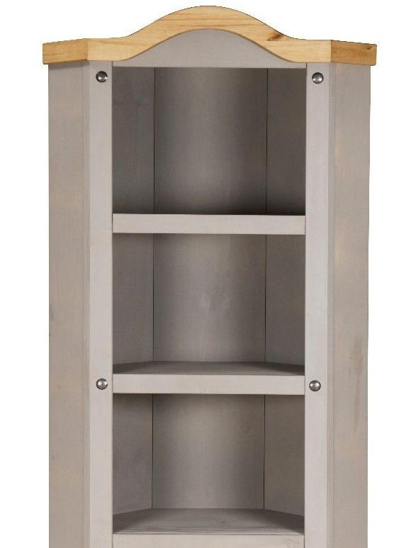 Corona Grey Corner Display Cabinet Bookcase Mexican Solid Pine Wood kitchencabinet 2