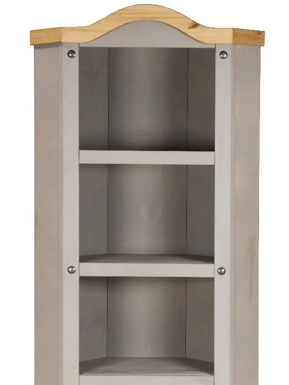 Corona Grey Corner Display Cabinet Bookcase Mexican Solid Pine Wood kitchencabinet 2