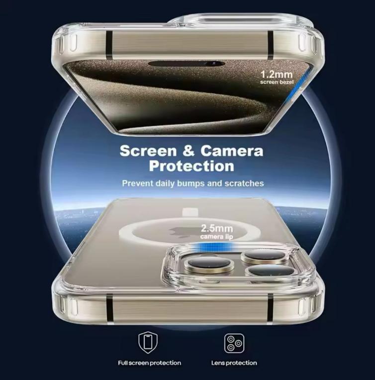 Transparent Case with MagSafe for iPhone 16 /16 pro, Max Shockproof Clear Cover Phonecase Protector Smartphone Accessories Handheld Protection 2