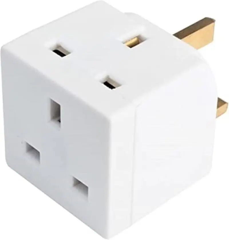 2 Way Dual Plug Adapter,3 Pin Power Adapter Splitter,13A Multi Plug Adapter Extensions,2 Way UK Plug Adapter Wall Plug Extension, For Home, travel, Office and Computers Etc