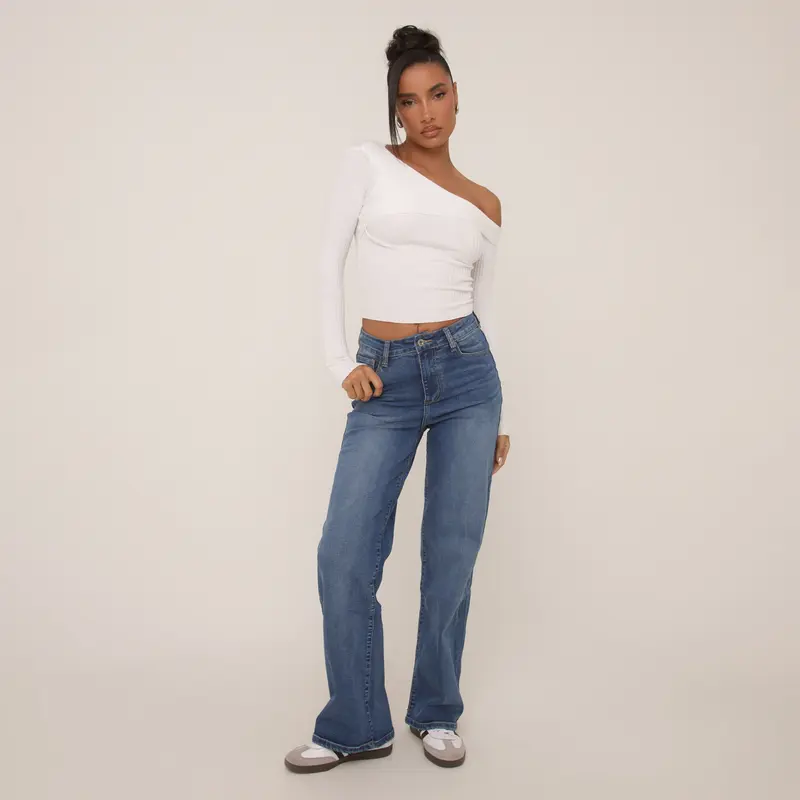 Wide Leg High Waist Stretchy Jeans 3