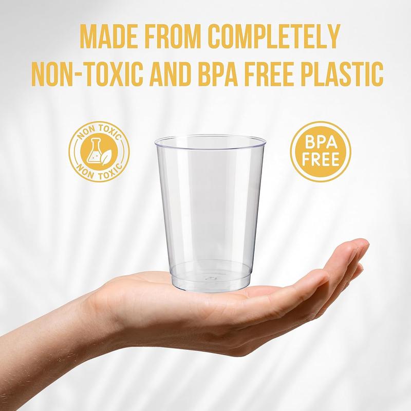 40 Premium Clear Hard Plastic Cups/Tumblers - 10oz (285ml) Reusable Tumblers for Drinks, Cocktails & Desserts - Sturdy Stackable Party Glasses for Weddings, Anniversaries, Birthdays, Camping & Picnics 3
