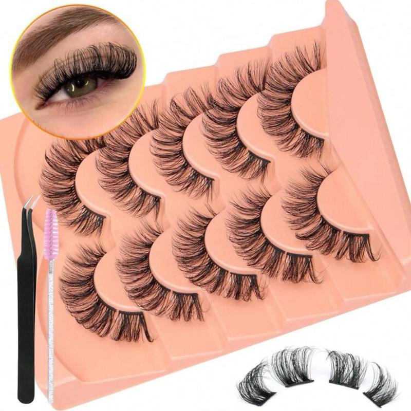Lashes Natural Look D Curl False Eyelashes Fluffy Wispy Individual Lash Extensions Strips Volume Eyelashes 7 Pairs by Eefofnn 3