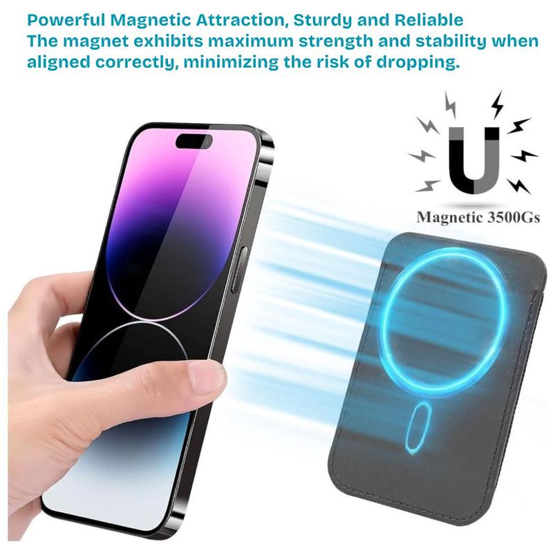 iPhone Wallet Holder | Magnetic Leather Card Wallet for iPhone 15/14/13/12 Series, Black, 6 Cards, RFID Blocking Technology - Smartphone, Foldable 5