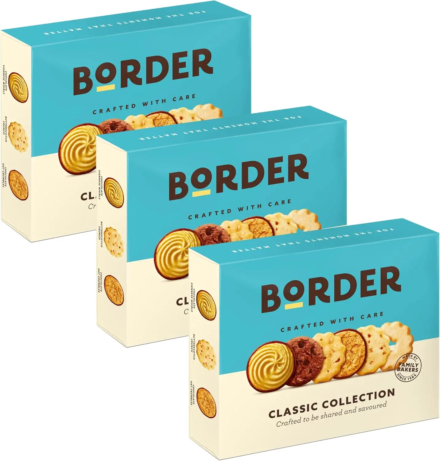Border Biscuits - Classic Sharing Pack Gift Box - Premium Cookies with Viennese Whirls & More, 400g (3-Pack) Snack Soft
