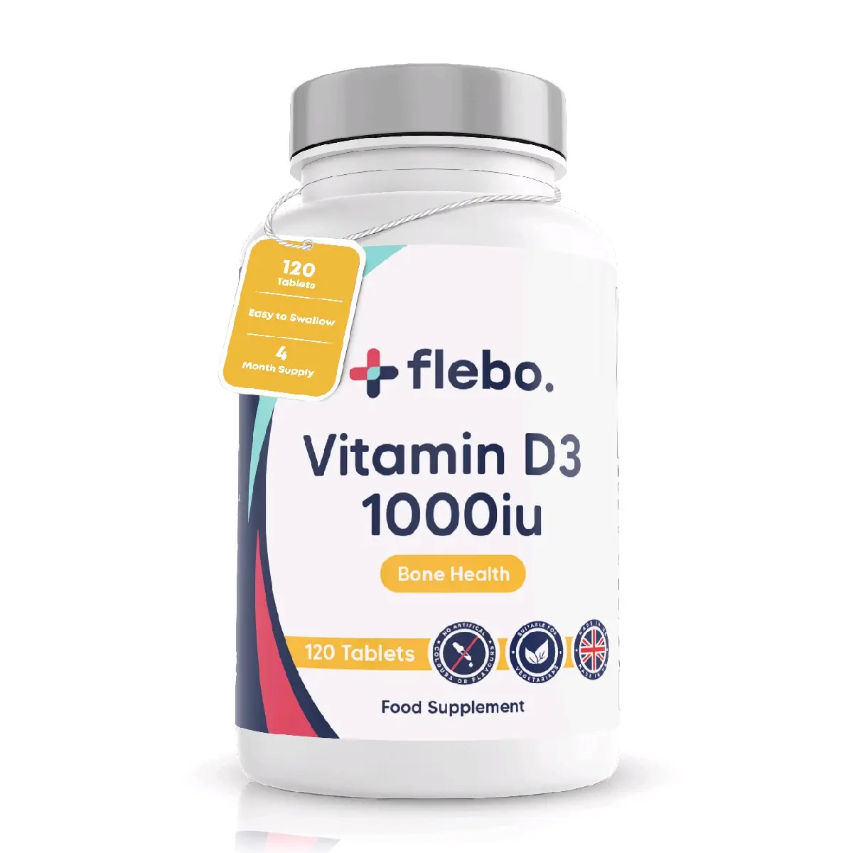 Premium Vitamin D3 1000IU - 120 Easy-to-Swallow Vegetarian Tablets, Made in The UK for Immune Support and Bone Health. Healthcare Dietary Calcium Healthy