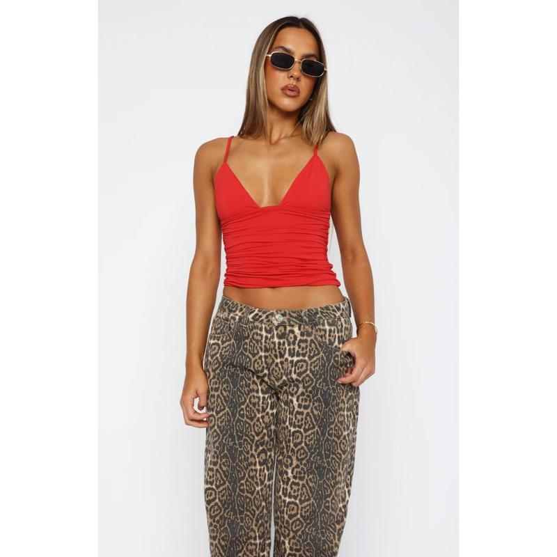 Product Introduction of Women's Solid Backless Ruched Crop Cami Top, Classy Going Out Tops, Casual Adjustable Spaghetti Strap Sleeveless Top for Summer, Women's Clothing for Beach Holiday, Tops for Women, Club L Sizing UK, Weekday Fitted Top 16