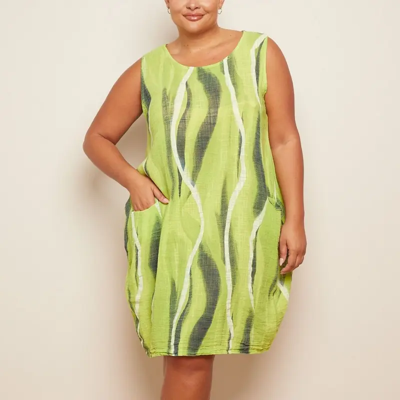 MISSHASHTAG Women Sleeveless TyeDye printed pocket Legen look Midi Dress 1
