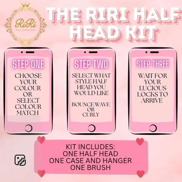 THE RIRI HALF HEAD KIT (1 half head, 1 hairbrush, 1 hanger and case)