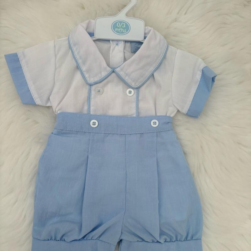 Baby boys blue and white top and shorts set 0-9 months 1