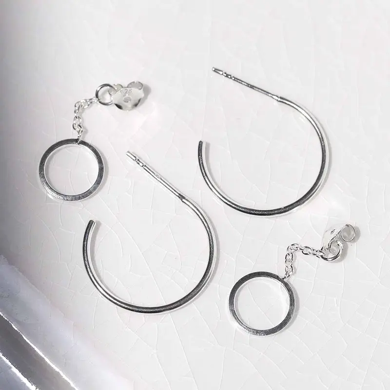 Sterling Silver Multi Circle Hoop Earrings 2
