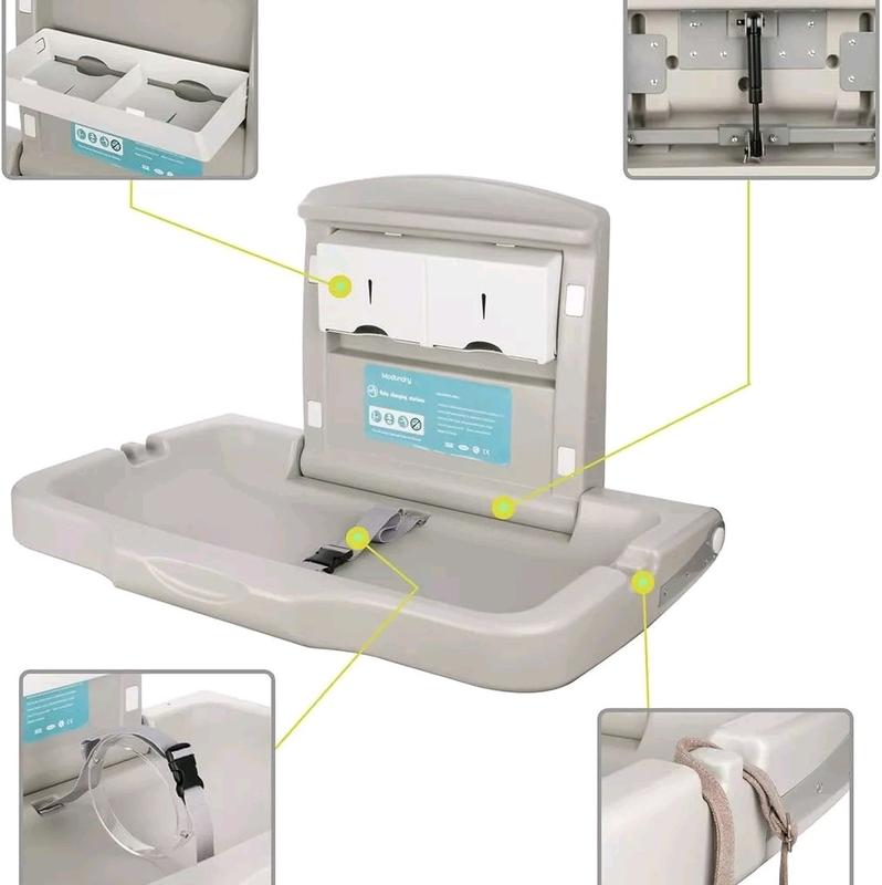 Modundry Baby Changing Table, Fold Down, Horizontal Wall Mounted 4