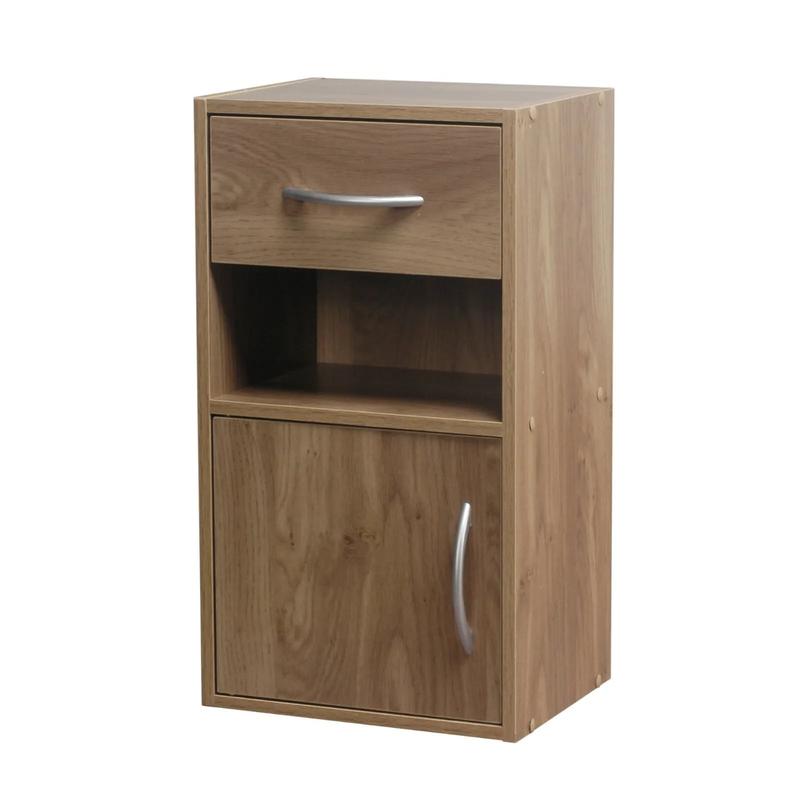 1 Door 1 Drawer Wooden Bedroom Bedside Cabinet Shelf Nightstand Side Table Unit 4