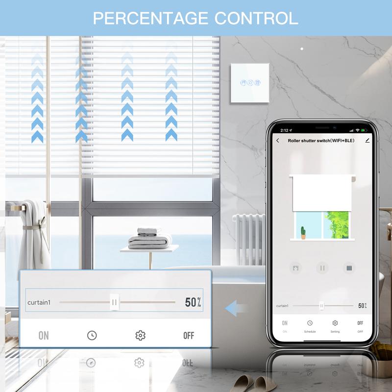 BSEED Wifi Shutter Switches APP Control Led Smart Blind Series White Glass Panel Support Tuya Google Smart Life Roller Shutter 2