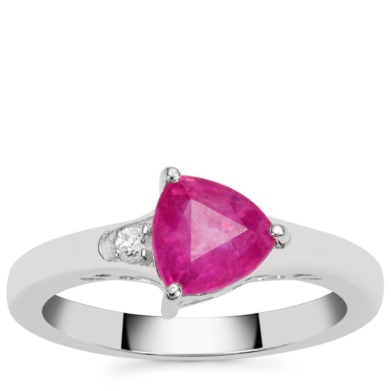 Ilakaka Hot Pink Sapphire & White Zircon Silver Ring 3
