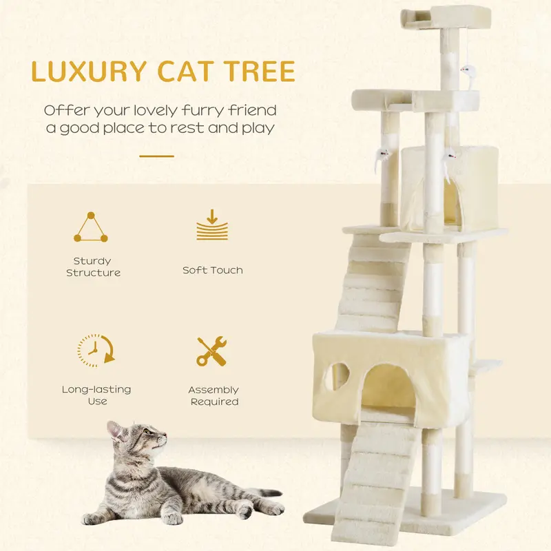 Cat Tree for Indoor Cats Play Tower Activity Center Kitten Scratch Post Climbing Tower 181 cm 3