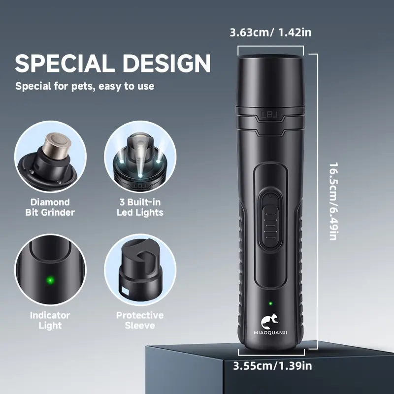 2-Speed Professional Electric Dog Nail Clipper - Gentle and Painless Paws Grooming & Smoothing Tool with 3 LED Light for Large Medium Small Dogs (Black) 4