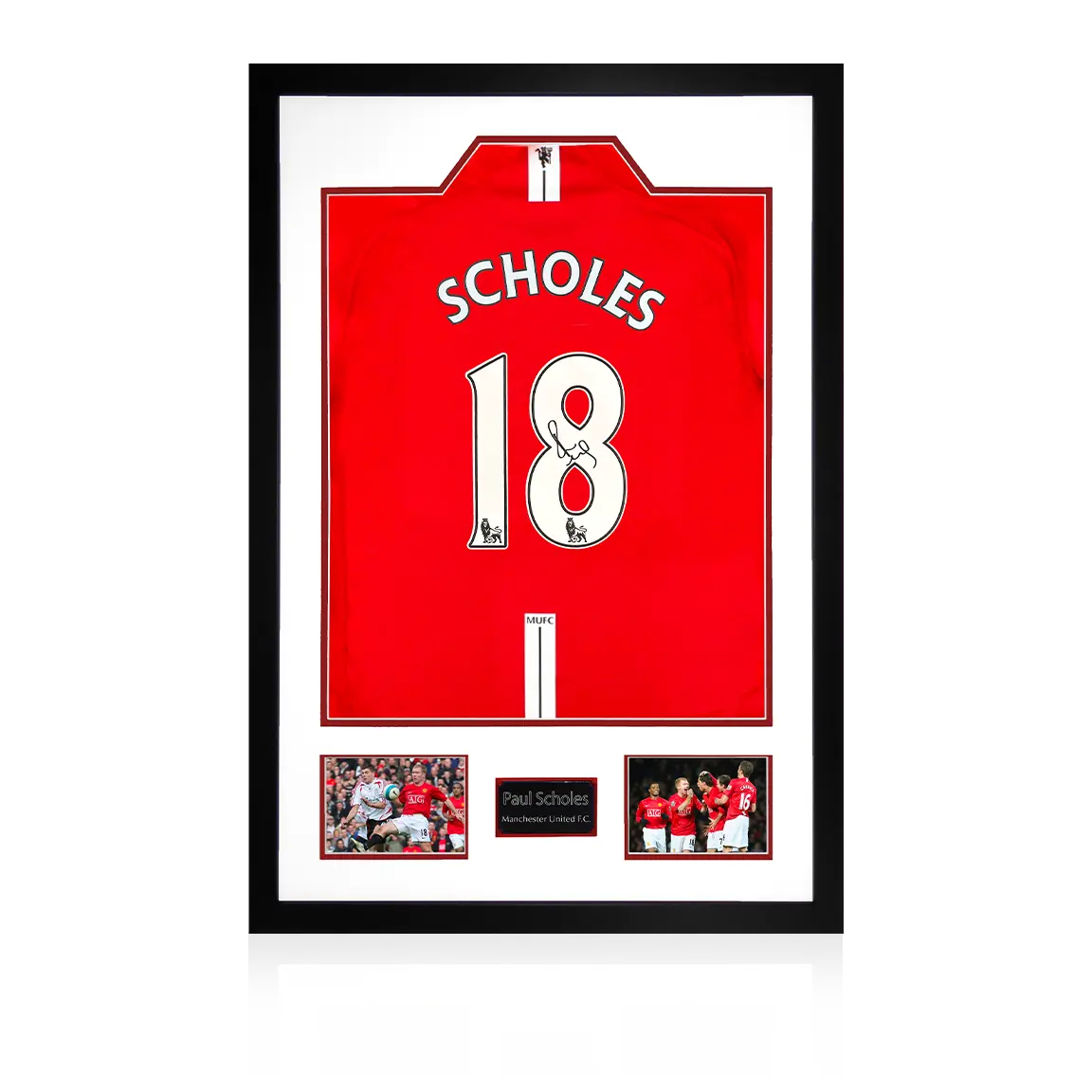 Paul Scholes Signed Manchester United Premier League Shirt Premium Frame