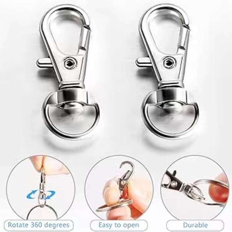 100Pcs Swivel Lobster Clasps & Key Ring   Hoops with Plastic Box,50Pcs Metal Clips and 50Pcs Keyring Key Chain Hooks with Split Rings for Jewellery Making Hanging Crafts, Silver 2