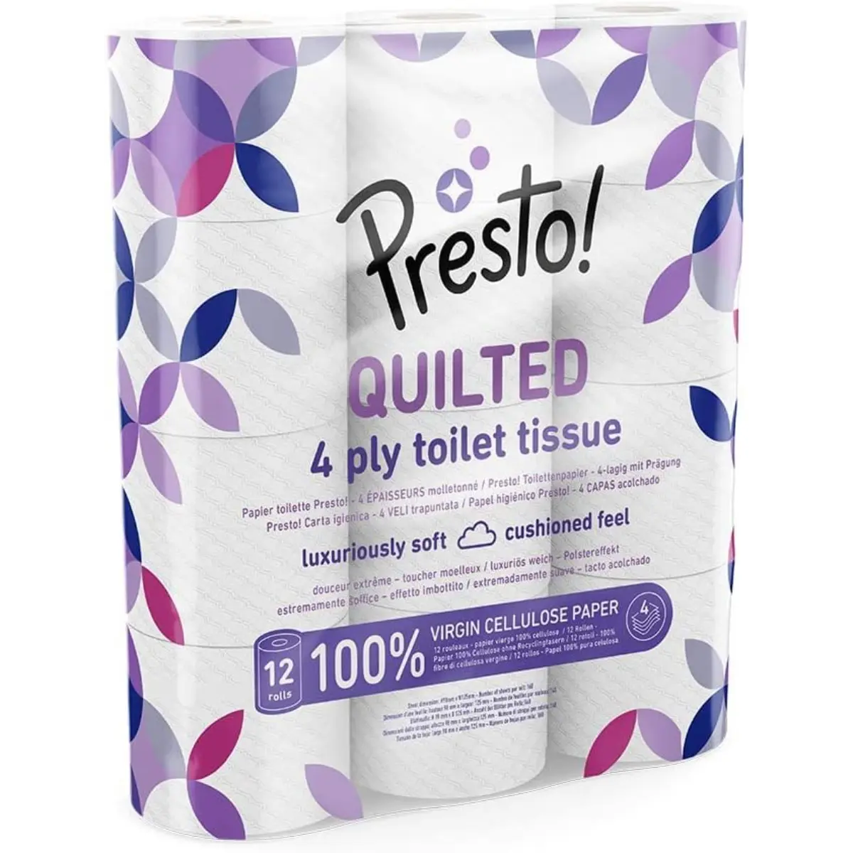 Presto 4-Ply Quilted Toilet Tissues, 12-Rolls