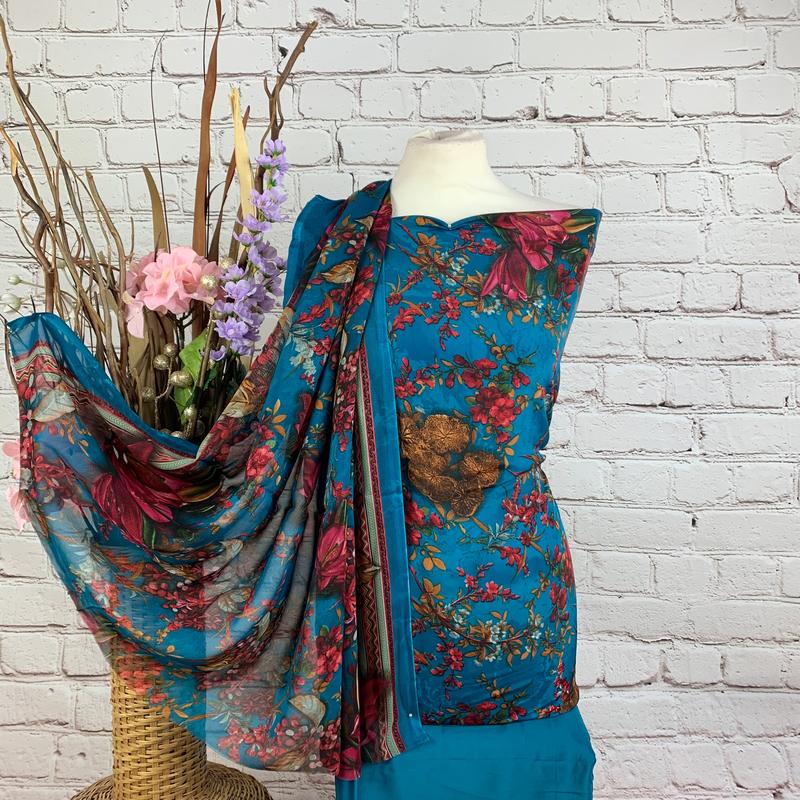 Floral Crepe Print Suit 0