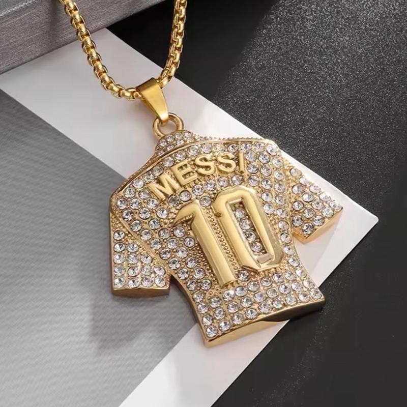 Messi No.10 Sports Jersey Bling Pendant Necklace - for Soccer Fans Gift Boxed 4