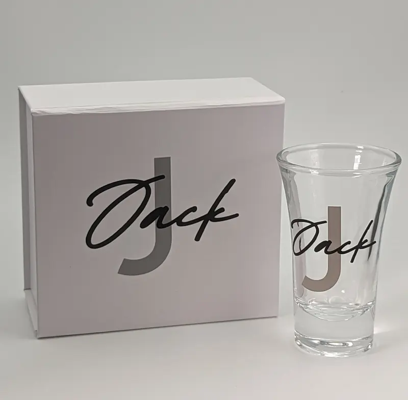 Personalised Shot Glass with optional Gift Box, corporate, birthdays, weddings, engagement parties 2