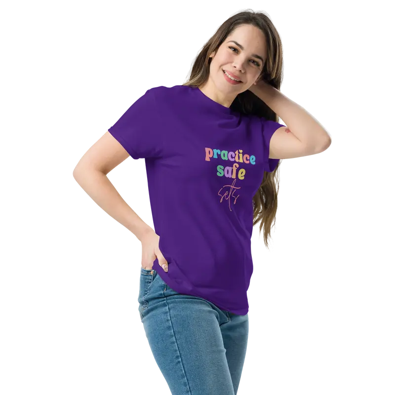 Practice Safe Sets Funny Gym Shirt, Custom Unisex T Shirt, Fun Unique Gift, Running Shirt, Gym TShirt, Graphic Tees, Menswear Womenswear Design Cotton Fabric Casual Top Relaxed Fit Breathable Hem 6