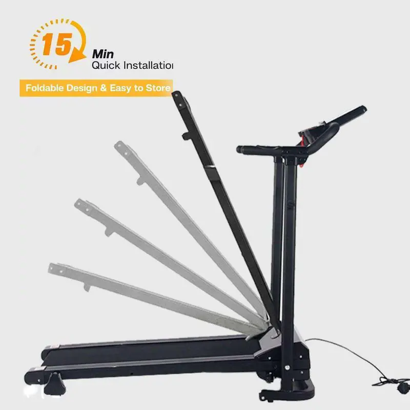 Foldable Electric Speedy Sports Treadmill 1.5 HP Motor LED Display 12 Programs 110KG Capacity Space Saving Walking Jogging Machine with Safety Key & Phone Bottle Holder 2