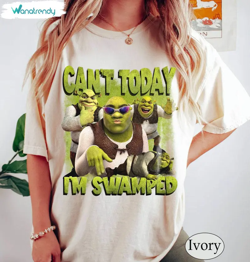 Retro Shrek And Princess Fiona Shirt, Can't Today I'm Swamped Shirt.