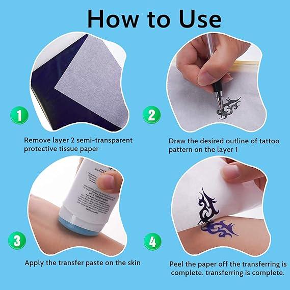 Tattoo Transfer Paper - 40 PCS Tattoo Stencil Paper, 4 Layers 8.5" x 11" A4 Size Tattoo Thermal Stencil Paper for Tattoo Transfer Kit Tattoo Supplies 4