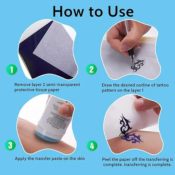 Tattoo Transfer Paper - 40 PCS Tattoo Stencil Paper, 4 Layers 8.5" x 11" A4 Size Tattoo Thermal Stencil Paper for Tattoo Transfer Kit Tattoo Supplies 4