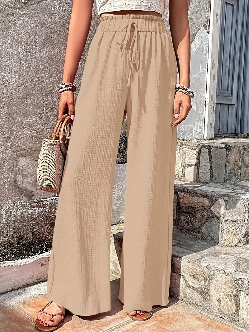 Product Introduction of Chic Solid High Waist Wide Leg Pants - Breathable Casual Style for Spring & Summer - Fashionable Womens Clothing, Flattering Fit, Everyday Comfort 7