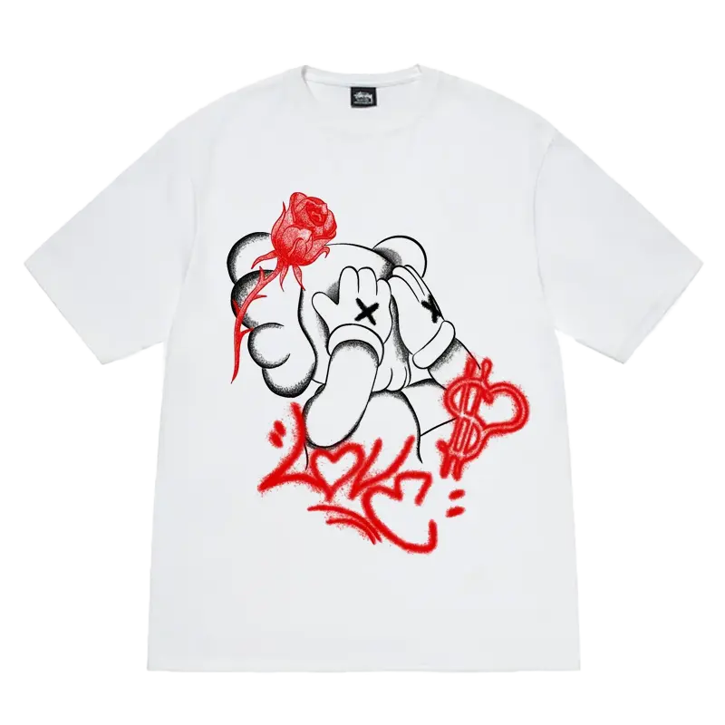 RETRO RETRO KAWS x LOVE DESIGN GRAPHIC WHITE - Premium Cotton Tee for Men - Soft and Breathable Material - Tshirt, Streetwear