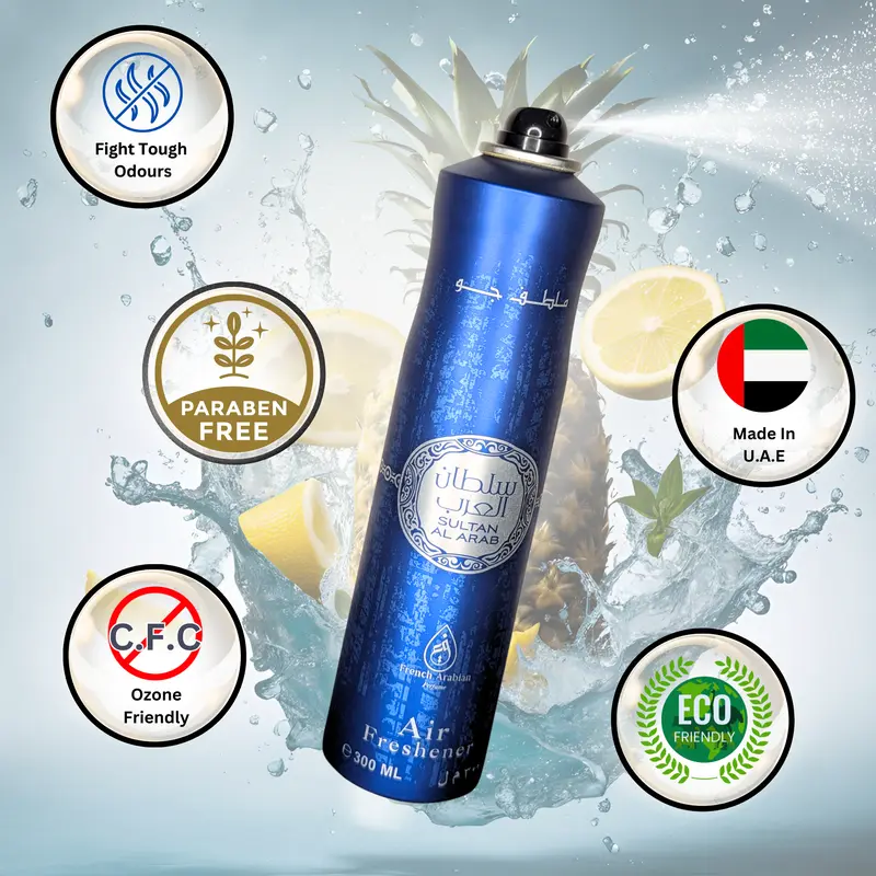 Dubai Air Fresheners - French Arabian Air Fresheners 300ml.  Arabian Air Freshener Spray for Home, Car, Lavender Fruits Tropical Vanilla Woody Scented 1