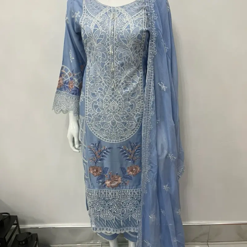 Mariab inspired viscous embroidered collection with organza patch