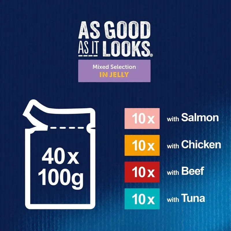 FELIX Senior 7+ Mixed in Jelly Wet Cat Food 40x100g - As Good As it Looks 2