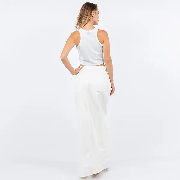 Hustle N Holla Curved Split Denim Maxi Skirt 2