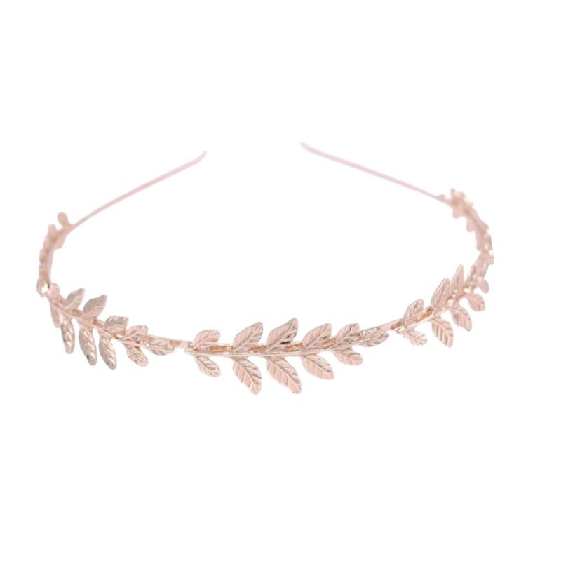 Goddess Rose Gold Leaf Band Headband Hair Piece Crown for Women - Elegant Metal Design 2