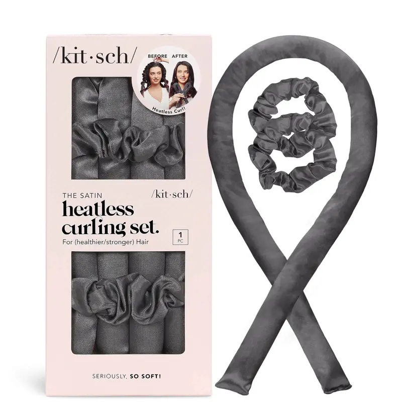 Kitsch Satin Heatless Curling Set - Charcoal 0