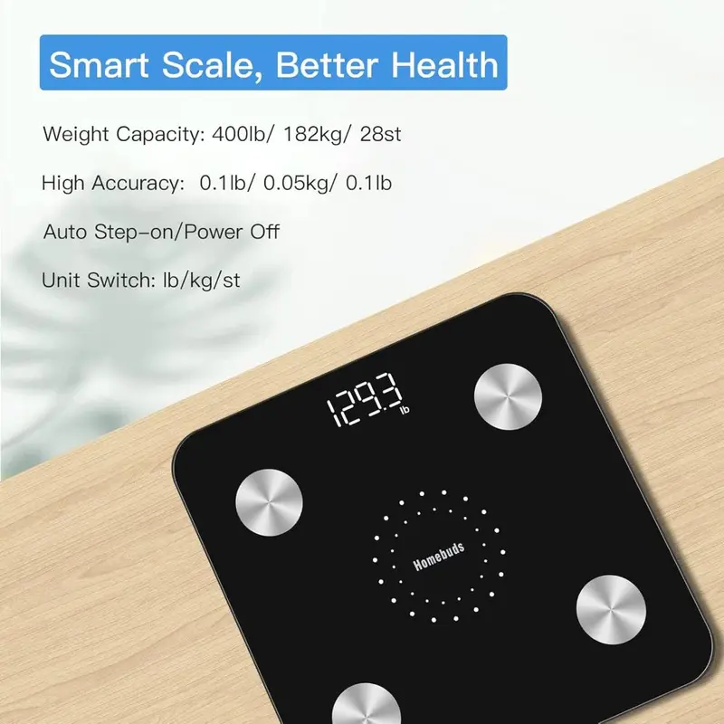 Smart Body Fat Scale, Digital Bathroom Scales for Body Weight, Since 2001 Weighing and Body Composition Monitor Professional for BMI Fat Water Muscle with App, 28st/400lb/180kg, Black 6